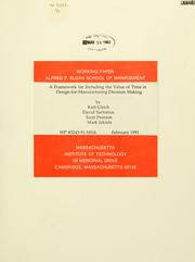 Cover of: A framework for including the value of time in design-for-manufacturing decision making