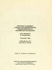 Cover of: Strategic alignment: a model for organizational transformation via information technology