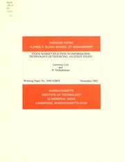 Cover of: Stock market reaction to information technology outsourcing: an event study