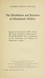 Cover of: The distribution and relations of educational abilities