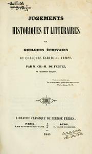 Cover of: Jugements historiques et littéraires sur quelques écrivains et quelques écrits du temps.