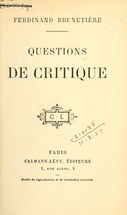 Cover of: Questions de critique.