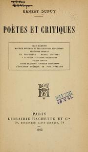 Cover of: Poètes et critiques. by Ernest Dupuy