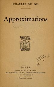 Cover of: Approximations. by Charles Du Bos