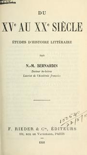 Cover of: Du 15e au 20e siecle: études d'histoire littéraire.