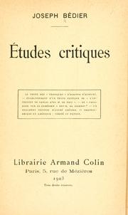 Cover of: Études critiques.