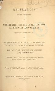 Cover of: Regulations to be observed by candidates for the diploma ...