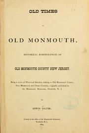 Cover of: Old times in old Monmouth.