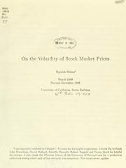 Cover of: On the volatility of stock market prices