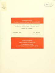 Cover of: Small-lot production--key to high productivity and quality in Japanese auto manufacturing by Michael A. Cusumano, Michael A. Cusumano