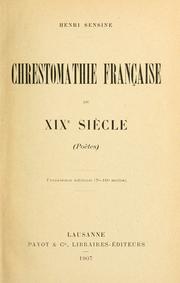 Cover of: Chrestomathie française du XIXe siècle: (poètes)