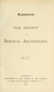 Cover of: Transactions. | Society of Biblical ArchГ¦ology (London, England)