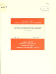 Cover of: Strategic orientation of business enterprises: the construct, dimensionality and measurement