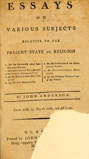 Cover of: Essays on various subjects relative to the present state of religion.