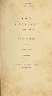 Cover of: Ion by Thomas Noon Talfourd, Thomas Noon Talfourd