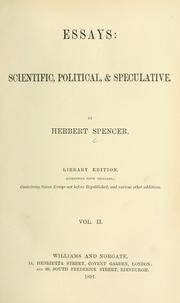 Cover of: Essays by Herbert Spencer