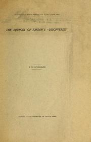 Cover of: The sources of Jonson's "Discoveries" by Joel Elias Spingarn