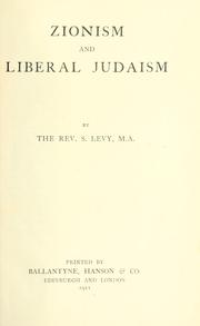 Zionism and liberal Judaism by S. Levy