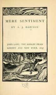 Cover of: Mere sentiment