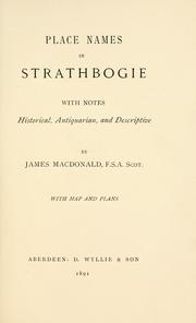 Cover of: Place names in Strathbogie, with notes historical, antiquarian and descriptive