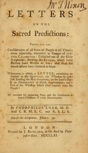 Cover of: Letters on the sacred predictions by Theophilus Lobb