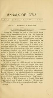 Cover of: Colonel William H. Kinsman.