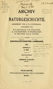 Cover of: Die Anthomyiden Europas by P. Stein
