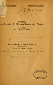 Cover of: Beiträge zur Kenntnis der Dipterenlarven und -Puppen. by Johannes Cornelis Hendrik de Meijere