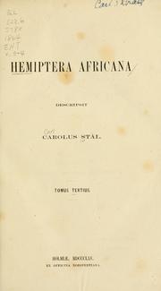 Cover of: Hemiptera africana by Carl Stal