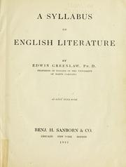 A syllabus of English literature by Edwin Almiron Greenlaw