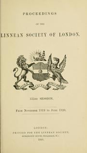 Cover of: Proceedings of the Linnean Society of London.