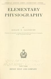 Cover of: Elementary physiography by Salisbury, Rollin D.