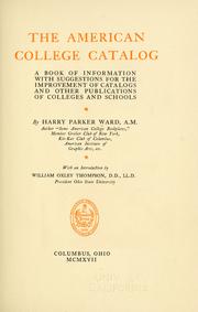 Cover of: American college catalog | Harry Parker Ward