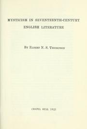Cover of: Mysticism in seventeenth-century English literature.