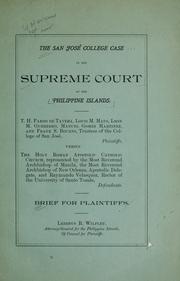 Cover of: San José College case in the Supreme Copurt of the Philippine Islands.