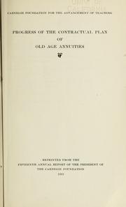 Cover of: Progress of the contractual plan of old age annuities.