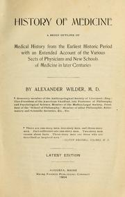 Cover of: History of medicine by Alexander Wilder