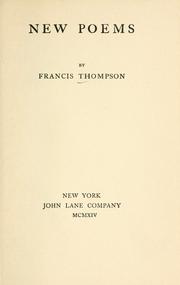 Cover of: New poems. by Francis Thompson
