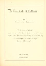 Cover of: The Sanskrit k-suffixes by Franklin Edgerton