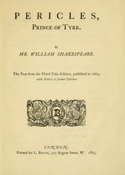 Cover of: Pericles, Prince of Tyre by William Shakespeare