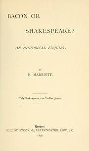 Cover of: Bacon or Shakespeare by Elizabeth Marriott, Elizabeth Marriott