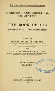 Cover of: A critical and exegetical commentary on the book of Job