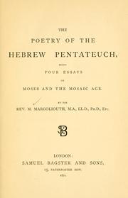 Cover of: The poetry of the Hebrew Pentateuch by Moses Margoliouth