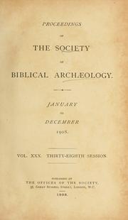 Cover of: Proceedings. by Society of Biblical Archæology (London, England)