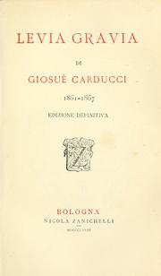 Cover of: Levia gravia: 1861-1867