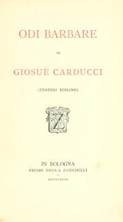 Cover of: Odi barbare by Giosuè Carducci