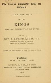 Cover of: The first book of the Kings: with map, introduction and notes.