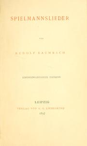 Cover of: Spielmannslieder by Rudolf Baumbach