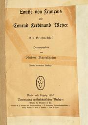 Cover of: Louise von François und Conrad Ferdinand Meÿer: ein Briefwechsel