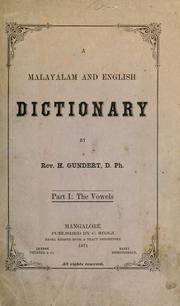 Cover of: A Malayalam and English dictionary